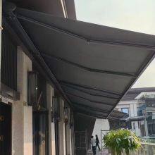 Motorized Retractable Fabric Awning Roof, Outdoor Waterproof Patio Canopy With LED Light for Restaurant & Commercial Use thumbnail-1