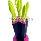 Pretty stainless steel kitchen knife set with flower shape block 002A