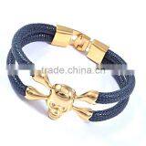 Wholesale Customized Logo Genuine Leather Silver Gold Skull Bangle Bracelet for ARSL-04599 Quality Choice thumbnail-3