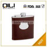 FDA 6oz Embossed Leather Flask With Snake Skin Pattern