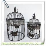 KZ150262 Set of Two Wrought Iron Metal Hanging Round Birdcage thumbnail-1