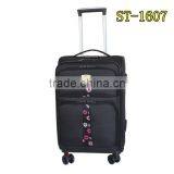 nylon material new handle four wheels trolley suitcase with original push button