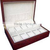 Red Wood Veneer Watch Box With Gloss Lacquered