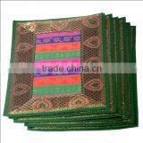 Indian Silk Table Runner With 6 Place Mats & 6 Coaster in Green Color Size 16*62 thumbnail-4