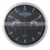 12 Inch Metal Wall Clock, Round Clock With Weather Station thumbnail-1