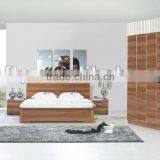Glossy Walnut Venner Pattern Bedroom Set Furniture thumbnail-1