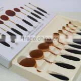 Factory Directly Super Soft Black Rose Gold Oval Makeup Brush 10pcs With Rose Gold Package