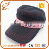 Contrast top-stitching character distressed flat wholesale military caps baseball cap