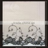 shiny Polyester yarn embroidery on tattoo fabric guipure scallop trim