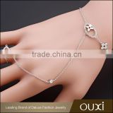 OUXI korean style 18k gold plated zircon ring and thin chain bracelet 30362