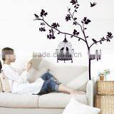 Vinyl Wall Decal Bird Cage Removable Wall Sticker Flying Birds thumbnail-1