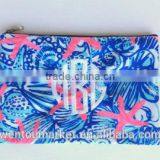 Wentou Monogramed Lilly Pulitzer Canvas Makeup Bag thumbnail-1