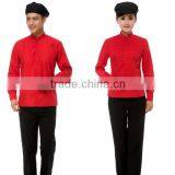 Custom Made Unisex Bar Waitress Round -neck Long Sleeve Work Shirt and Pant With Fashion Apron thumbnail-2