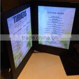 Customized Any Leather Cover Led Lighted Restaurant Menu, Led Menu Book for Club