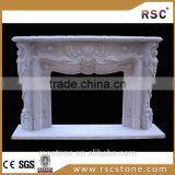 French Style White Marble Fireplace Mental for Sale thumbnail-1