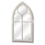 Antique White Gothic Iron Window Mirror thumbnail-1