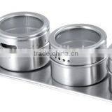 Clear Glass Bottle And Stainless Steel Stand Sets Salt Pepper Oil Vinegar Set thumbnail-3