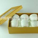 Stocked White Ceramic Tea Cup Sets, 6 Pcs/set,with Color Box Paking. thumbnail-1