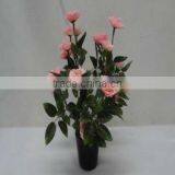 FO-5117 Artificial Flowers With Plastic Pots,pink Silk Flower,home Decoration Flower thumbnail-1