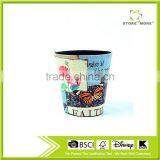 Flower Print Beautiful Waste Bin Faux Leather Open Top Standing Trash Can thumbnail-1