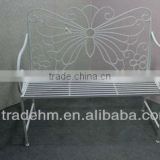 metal white butterfly garden bench