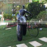 Fiberglass Lover Sculpture With Bike thumbnail-6