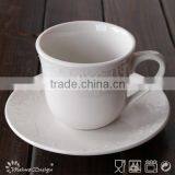 Eco White Embossed Cup&saucer Set Porcelain thumbnail-2