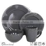 Cheap Ceramic Stoneware Color Glaze Emboss Dinner Set thumbnail-5