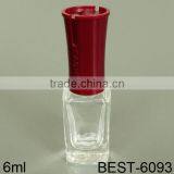 6ml Square Glass Nail Polish Container Storage With Red Plastic Brush Cap thumbnail-1