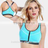 Women's Hight Support Workout Active Plunge Front Fastening Zipper Sports Bra thumbnail-5