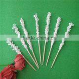 Wood Cocktail Round White Paper Frill Pick