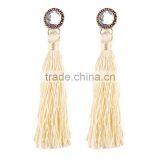 Bohemian Jewelry Big Crystal Gems With Tassel Drop Earrings for Women thumbnail-2