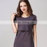 Wild Short Sleeve Nursing Clothes Mode Style Breastfeeding Clothing Cotton Maternity Mother Outdoor Tops thumbnail-1