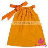 Plain Orange Breathable Cotton Sleeveless Baby Girl Fancy Pillowcase Dress New Model Skirt thumbnail-1