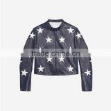 Fashion Contrasting Coloured Stars Cropped Leather Jackets for Women thumbnail-6