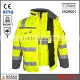 EN20471 EN343 3:3 High Visibility 3 in 1 Parka Safety Reflector Jacket thumbnail-3