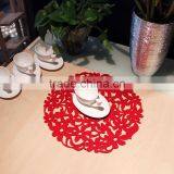 Top Quality Wholesale Price 30x30cm Colorful Modern Round Laser Cut Flower Felt Placemats Kitchen Dinner Table Mats 8 Colors thumbnail-3