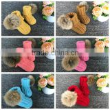 Oem Branded Good Quality Kids Baby Shoe Infant Bootie With Pom Fur Ball