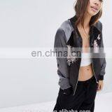 Wholesale Custom Satin Embroidered Bomber Jacket for Women thumbnail-2