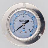 60mm Axial Back Connection All Stainless Steel Dual Scale Oil Filled Anti-shock Pointer Pressure Gauge With Edge