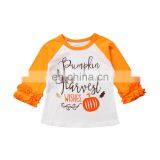 Patchwork Halloween Toddler Kids Baby Girl Pumpkin Long Sleeve Ruffles T-shirt Tops Clothes Cotton Soft Orange Clothing 1-7Y