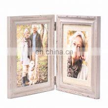 Double Folding 6x8 LightGray Wood Picture Frame With Glass Front