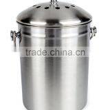 Stainless Steel Compost Bin Compost Pail 16x26cm Flat Body 0.6Gallon thumbnail-1