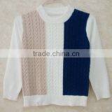 Contrast color boy's jacquard knitting sweater pullover