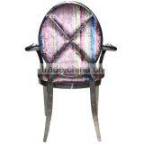 Round Back Armrest Tufted Dining Chair Steel thumbnail-4