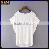 Ladies Custom Print t Shirt Casual Bat Wings Sleeves t Shirt thumbnail-3