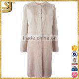 OEM Factory Price Collarless Fur Coat, Trench Style Long Women Fur Coat thumbnail-2