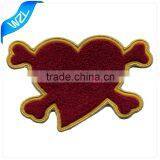 Heart Shape Towel Embroidery Chenille Patches With Metallic Border Patch Quality Choice