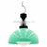 7.26-3 White Blue Pendant in Glass, Brass and Acryl, Circa 1960s Lamp