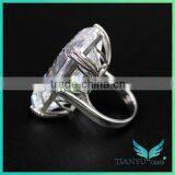 925 Sterling Silver Rectangle Emerald Cubic Zirconia Party Ring thumbnail-3